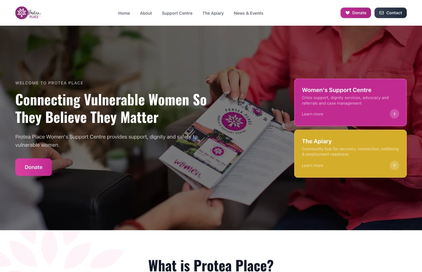 The Protea Place homepage, redesigned by JL Solutions